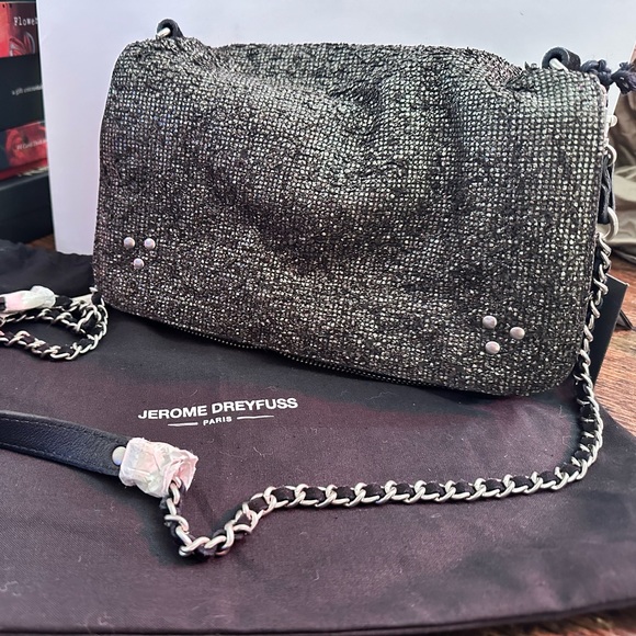 RARE NWT Jerome Dreyfuss Bobi bag in black Lamine suede - Picture 2 of 15